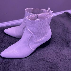 white heeled boots
